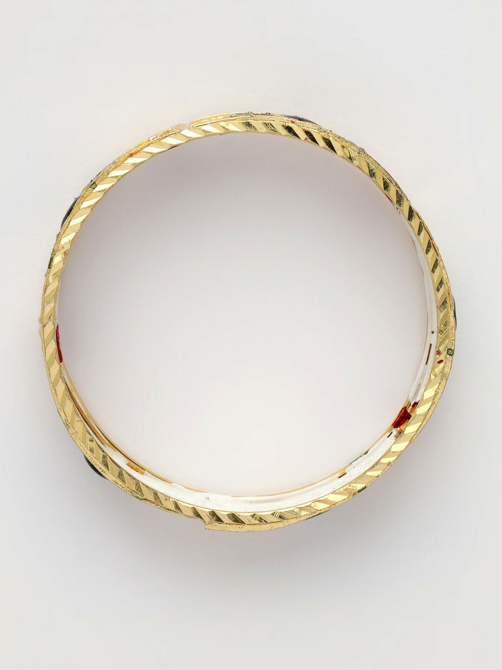 NVR Women's Set of 2 Gold-Polished Peacock Design Meenakari Handcrafted Bangles