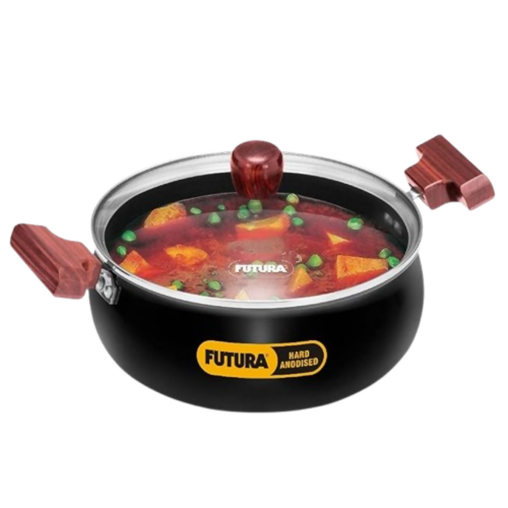 Hawkins Futura Cook N Serve Handi, Hard Anodised Biryani Handi with Glass Lid Non-Stick Saucepan | Grocsy