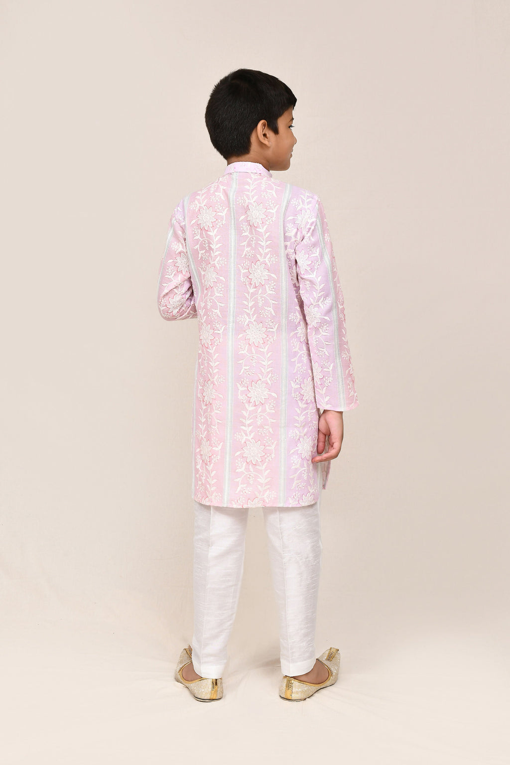 Joban Fashion Cotton Pink & Light Purple Kurta With Straight Fit Pant | Grocsy