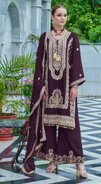 Vastranavya Heavy Chinon With Embroidery Coding Sequence with Real Mirror Work Pakistani Suits | Grocsy