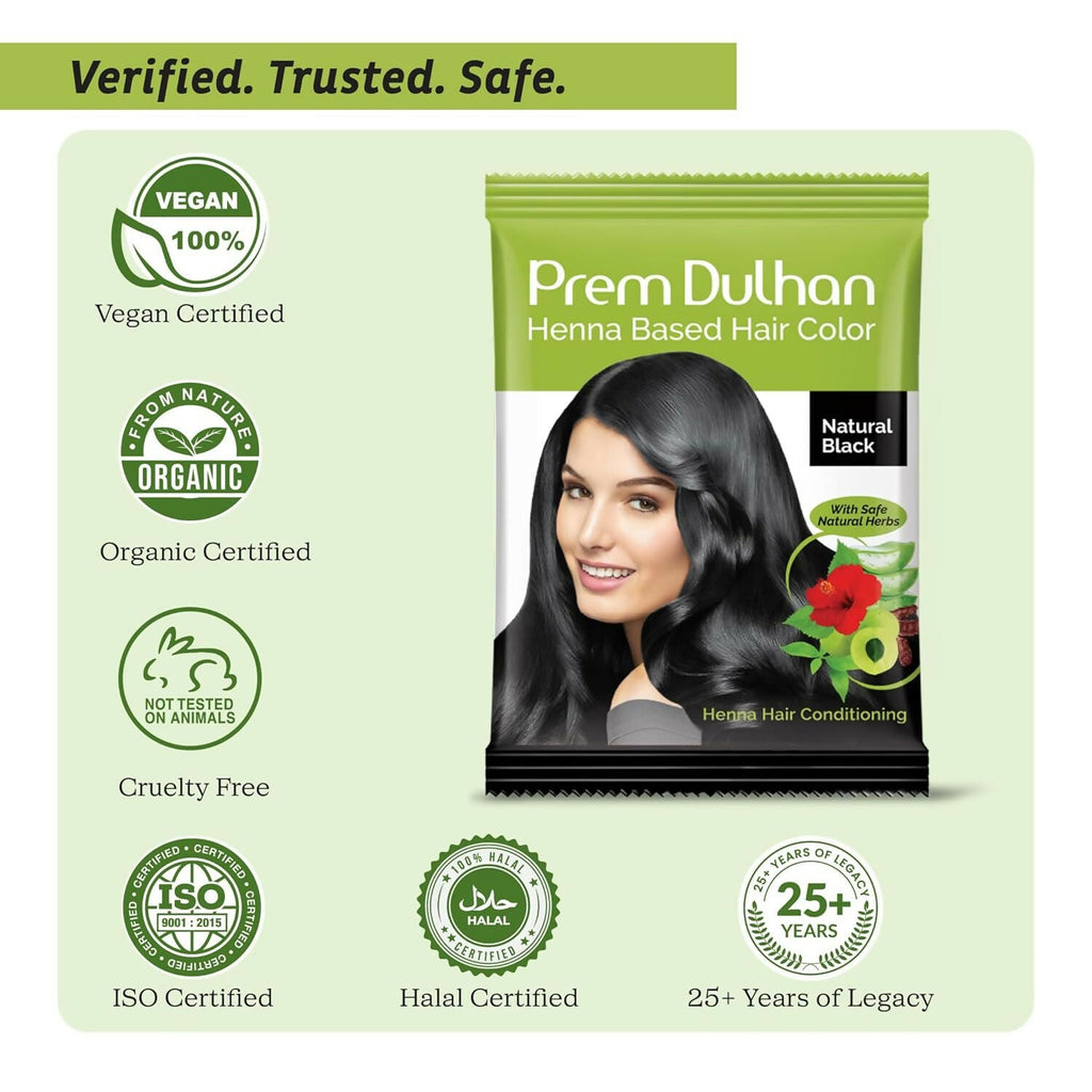 Prem Dulhan Natural Black Henna Based Hair Color | Grocsy