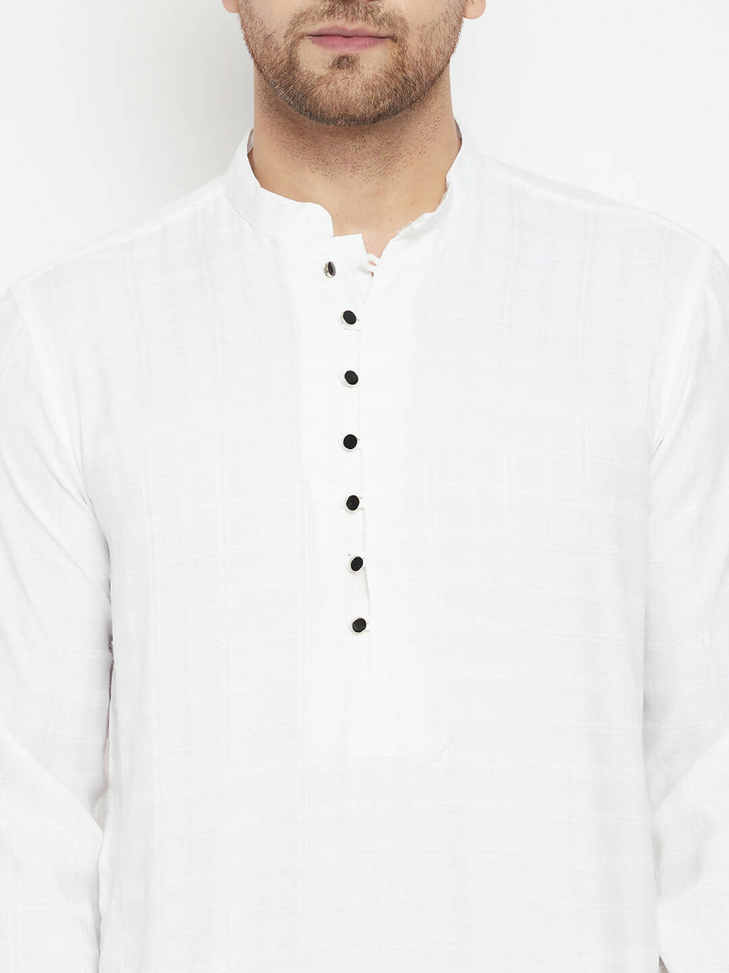 Even Apparels White Viscose Long Men's Kurta With Band Collar | Grocsy