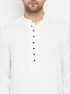 Even Apparels White Viscose Long Men's Kurta With Band Collar | Grocsy