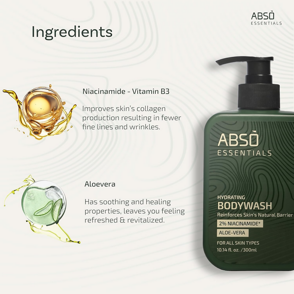 Abso Essentials 2% Niacinamide Hydrating Body Wash | Grocsy