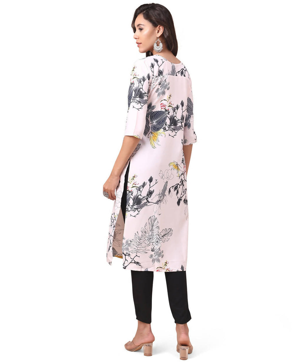 Vamika Cream French Crepe Printed Party Wear/Casual Wear Kurti | Grocsy