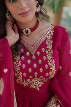 Joban Fashion Pink Georgette Sequence Embroidery Work Kurta Set | Grocsy