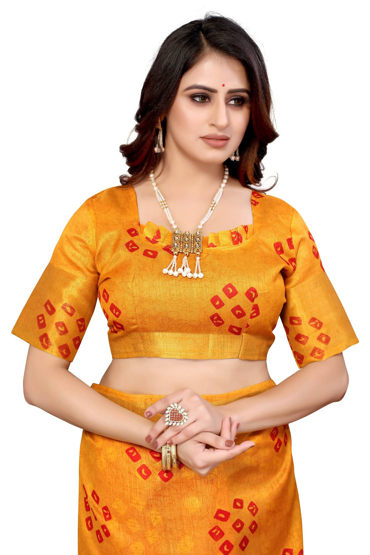 Vamika Ethnic Fire Red Jari Border Linen Saree | Grocsy