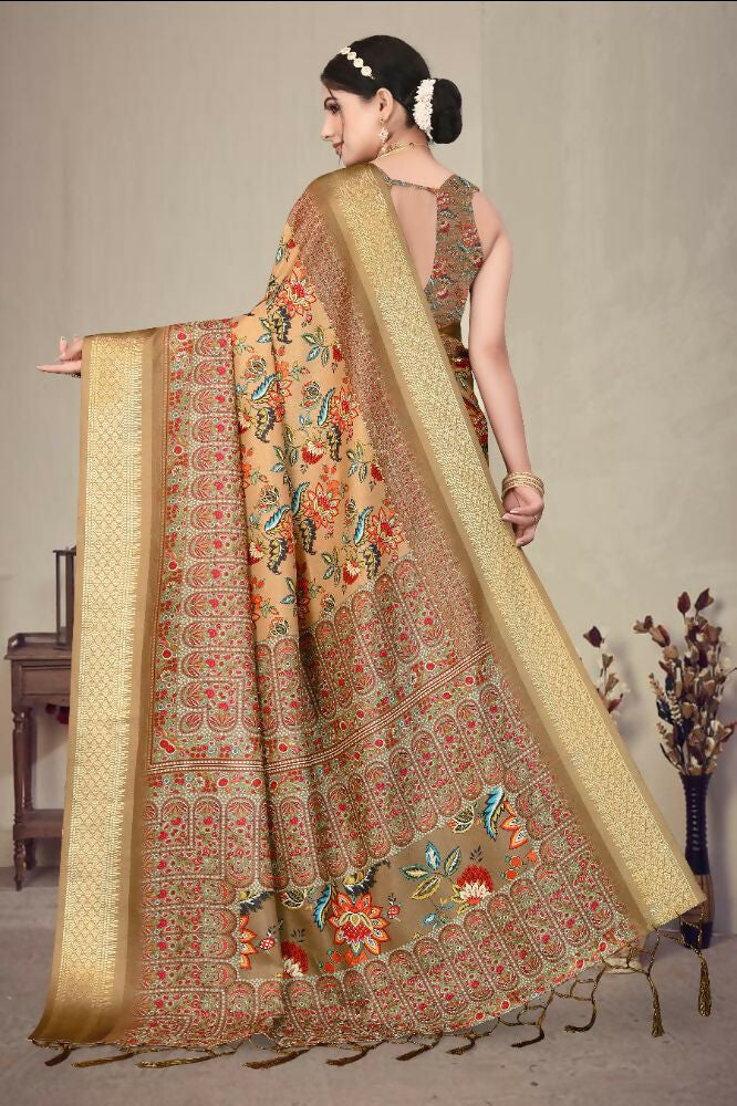 PR Fashion Multi Heavy Rich Cotton Silk Digital Print & Jacquard Saree | Grocsy
