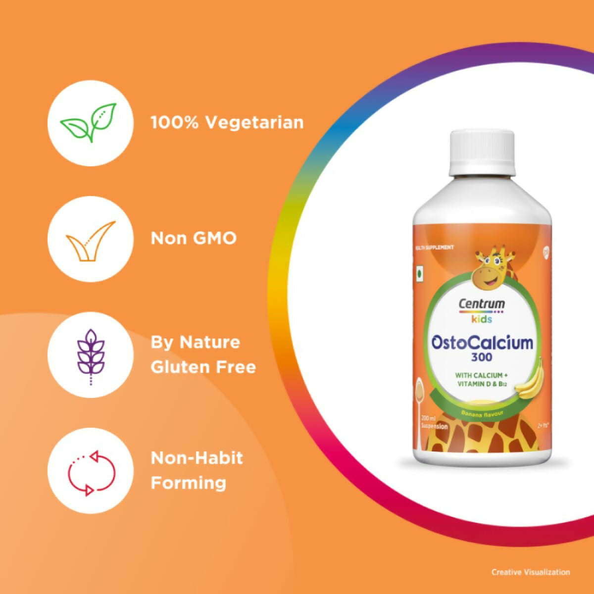 Centrum OstoCalcium 300 Suspension for Kids, Vit D & Calcium to support Growth, Strong Bones & Teeth | Grocsy
