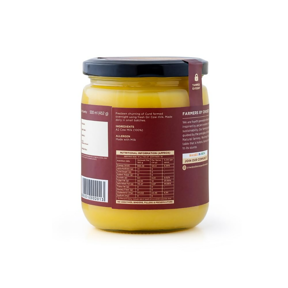 Two Brothers Organic Farms A2 Ghee Butter Organic Grass Fed From Gir Cow | Grocsy