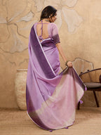 Shree Shyam Fashion Purple Linen Saree | Grocsy