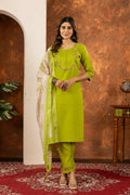 Parrot Green Salwar Kameez Set for Women by Infinity Export | Grocsy