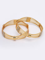 NVR Women Set of 2 Gold-Polished Kundan Studded Bangles