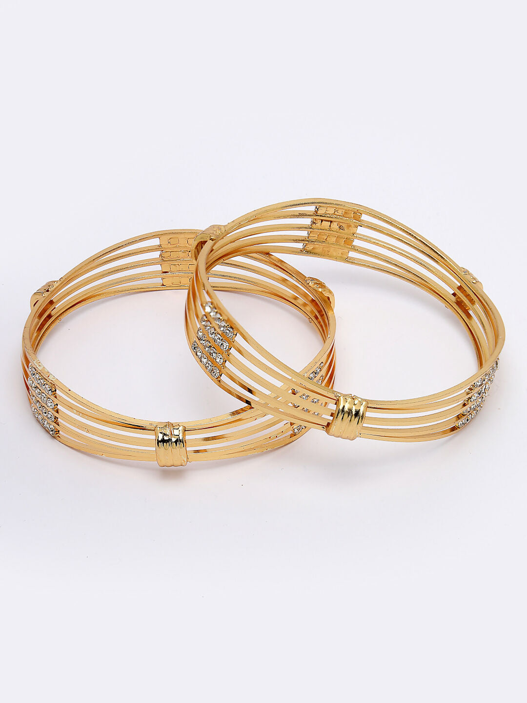 NVR Women Set of 2 Gold-Polished Kundan Studded Bangles
