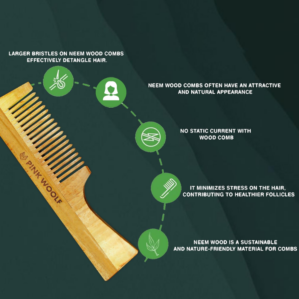 Pink Woolf Neem Wood Comb | Grocsy