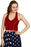 Aastha Fashion Women's Women's Maroon Velvet Solid Readymade Blouse | Grocsy