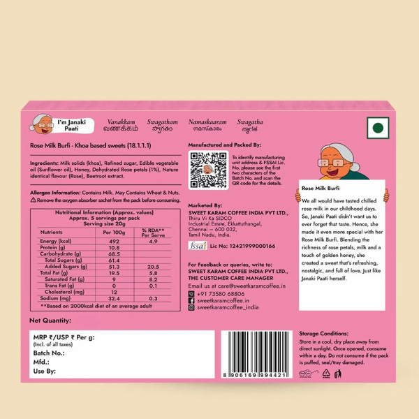 Sweet Karam Coffee Rose Milk Burfi | Grocsy