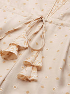 Ahalyaa Beige & Golden Printed Basic Jumpsuit | Grocsy