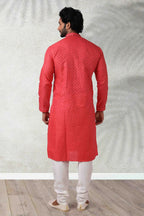 Raivat Ethnic Cotton Printed Work Kurta Pajama In Pink Colour | Grocsy