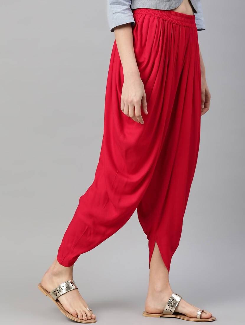 Cheera Women’s Red Dhoti Pant CH10D | Grocsy