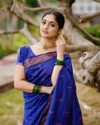 DEIANA'S Beautiful Designer Golden zari Soft Lichi Silk Saree - Blue | Grocsy