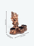 Golden Peacock Brown Ganesha Diya Holder | Grocsy