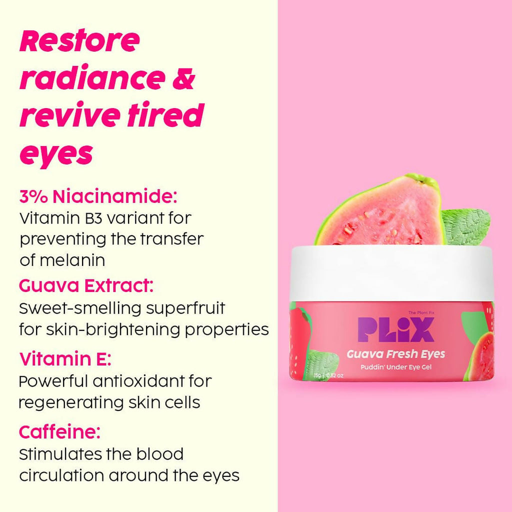 PLIX The Plant Fix Under-Eye Gel and SPF 50+ Guava Glow Sunscreen Combo | Grocsy