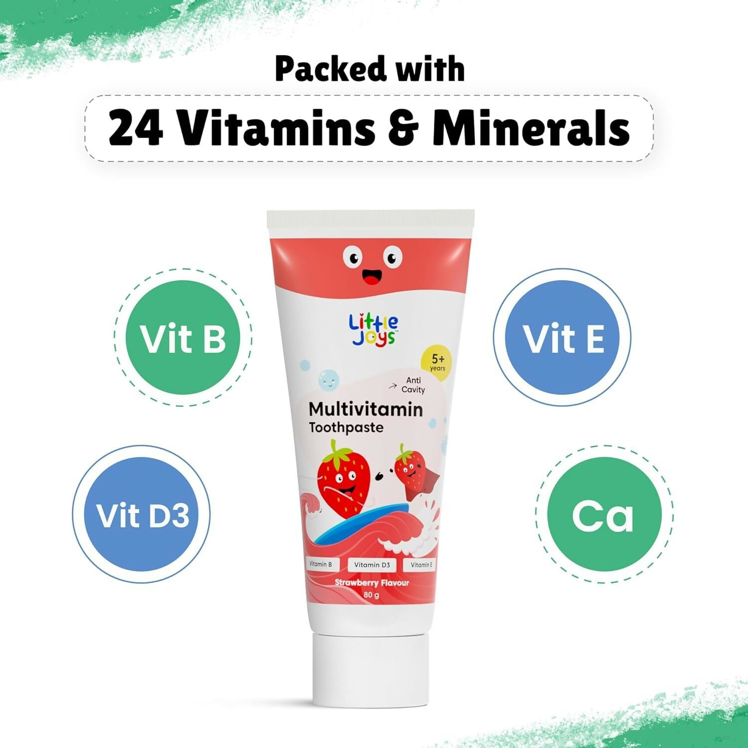 Little Joys Multivitamin Toothpaste for 5+ Years Kids, Strawberry Flavor, Fights Germs & Cavity | Grocsy