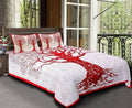 Vamika Printed Cotton Cream & Red Bedsheet With Pillow Covers (LEOC_SKTREE_R) | Grocsy