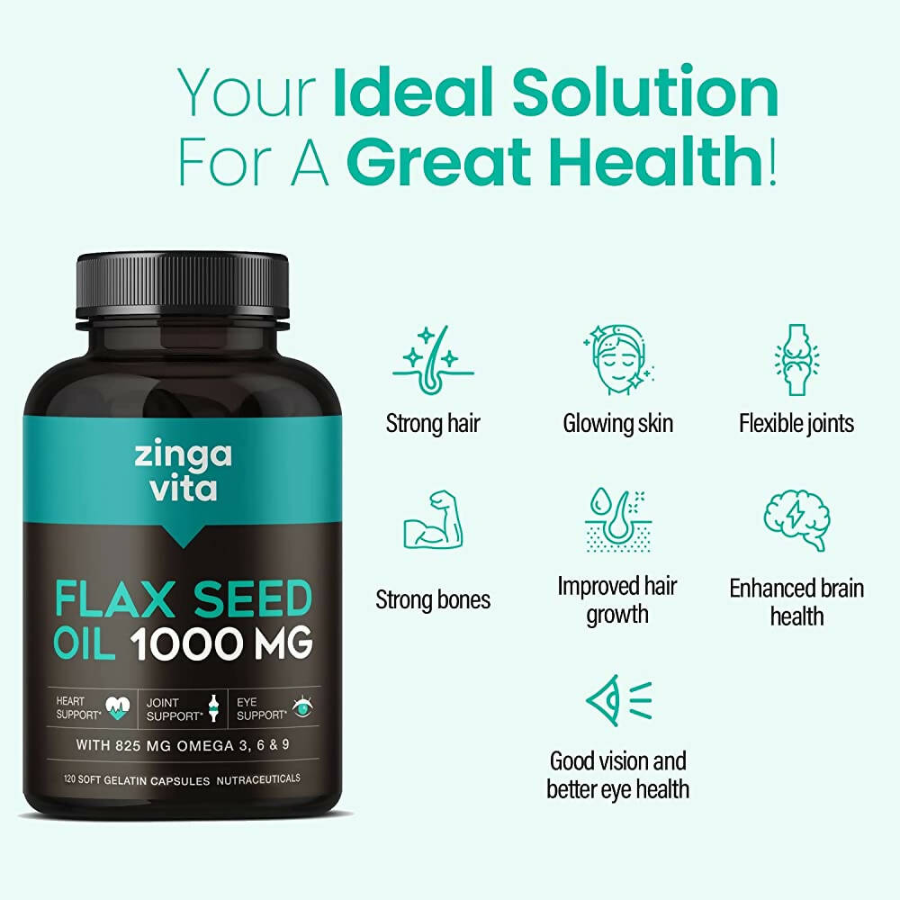 Zingavita Flaxseed Oil 1000 mg Softgel Capsules | Grocsy