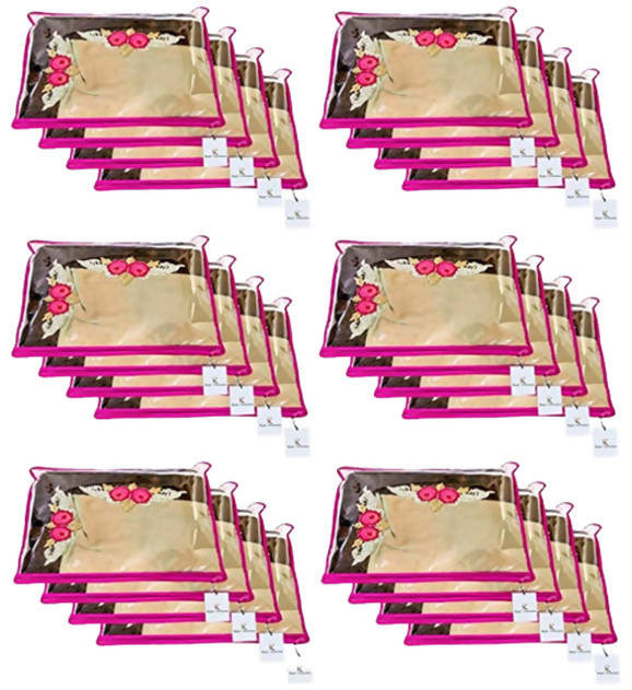 Kuber Industries Single Packing Saree Cover 24 pcs Set (Pink) | Grocsy