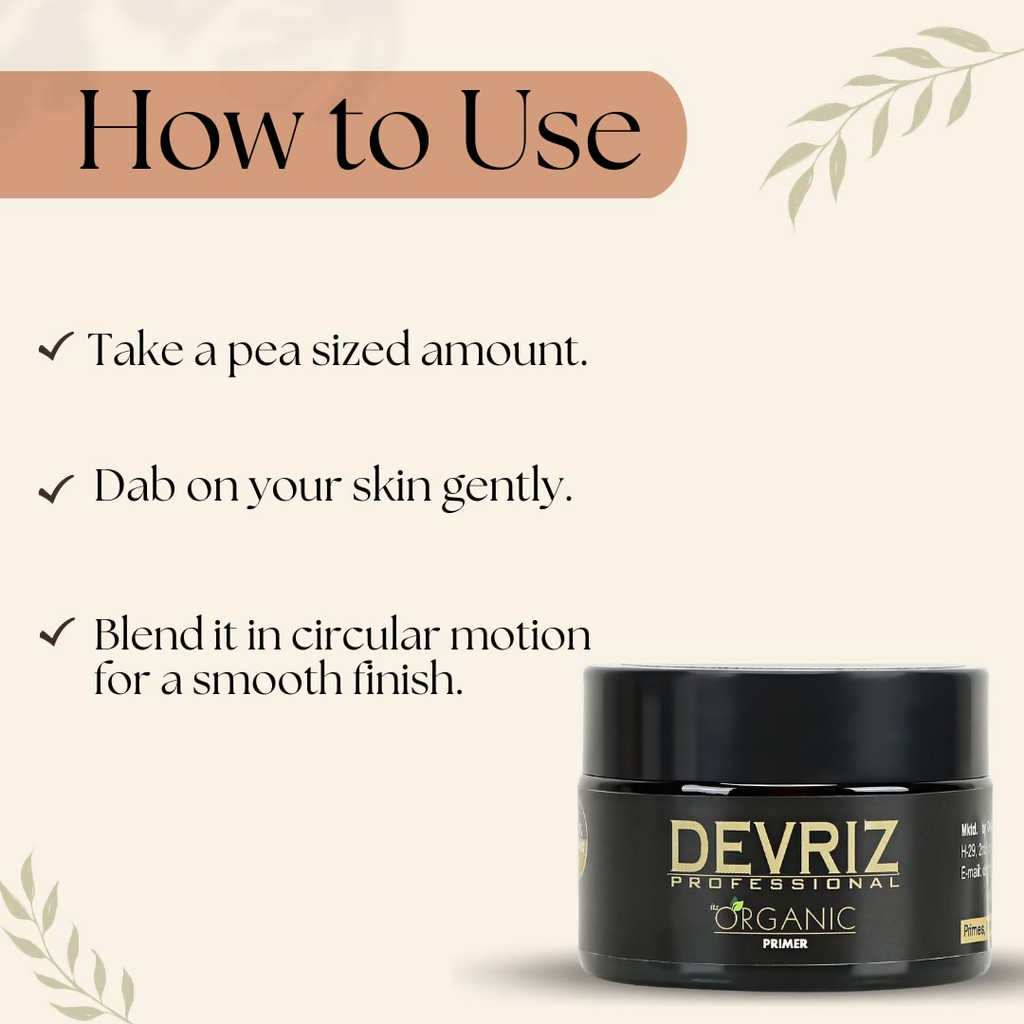 Devriz Professional Organic Long Lasting Makeup Primer Oily Dry and Combination Skin Types | Grocsy