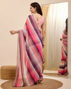 Pink Georgette Designer Printed Ready To Wear Saree - Ibiza | Grocsy