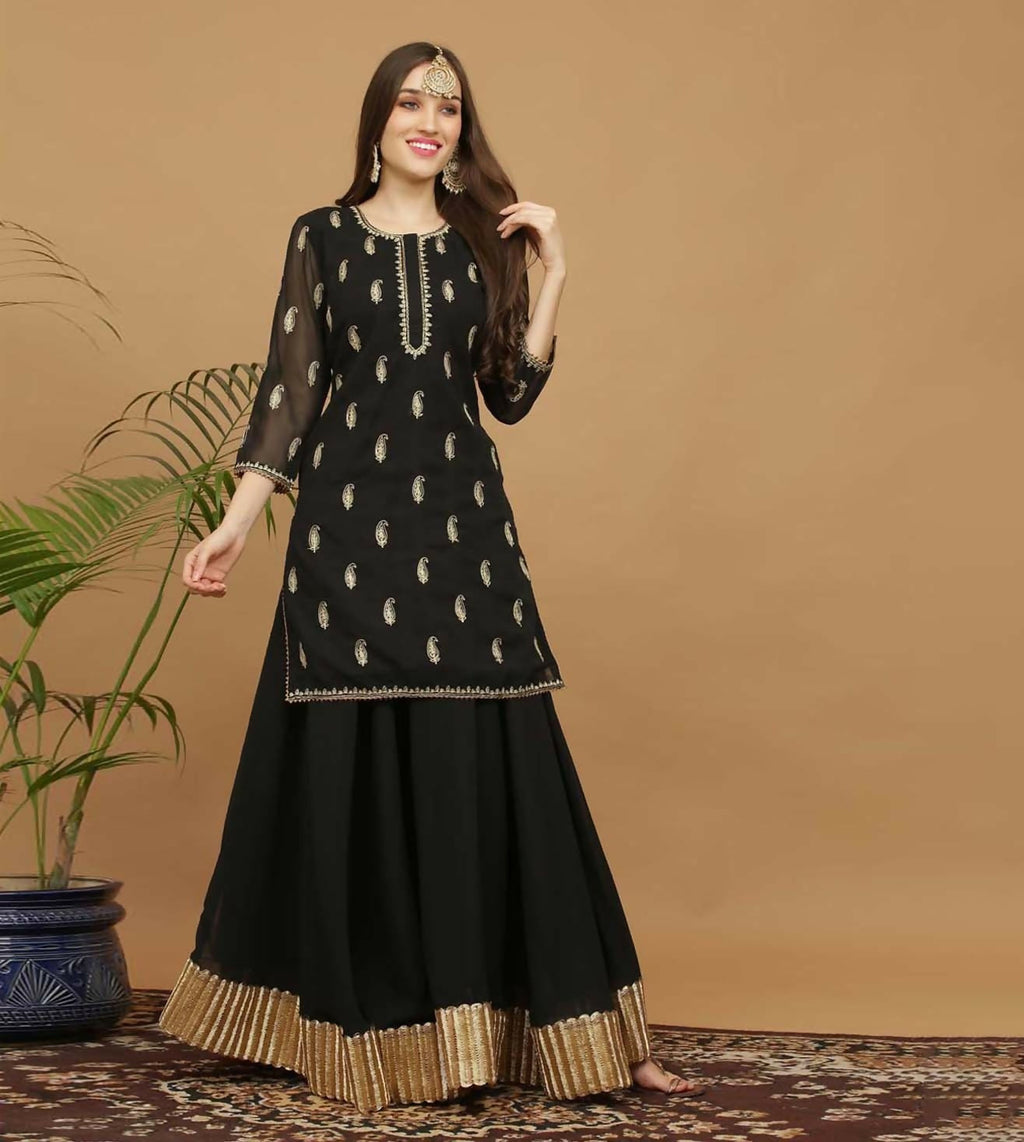 Joban Fashion Black Georgette Lehenga Set | Grocsy