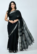 Mominos Fashion Moeza Bhagalpuri Handloom Silk Black Saree | Grocsy