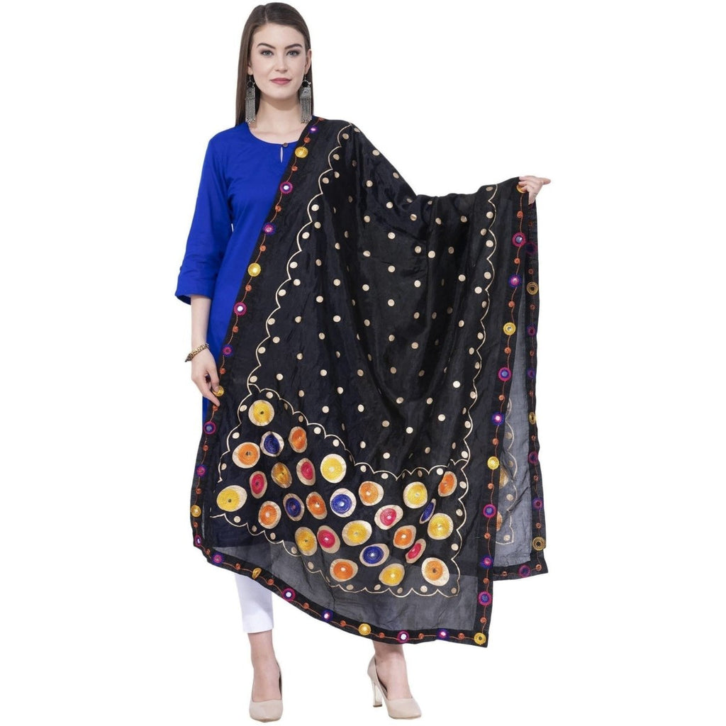 A R Silk Black Color Multi rasgulla Silk Dupattas and Chunnis | Grocsy