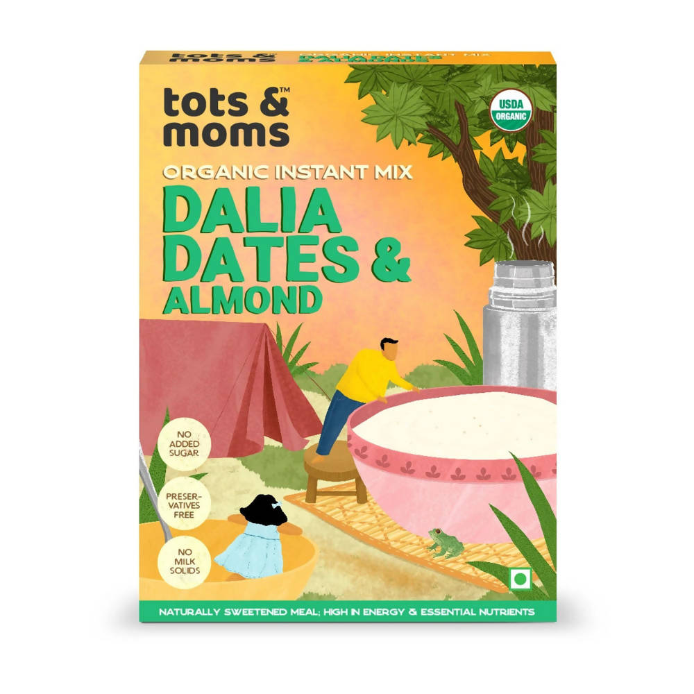 Tots and Moms Organic Dalia Dates & Almonds Instant Mix | Grocsy