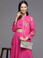 Ahalyaa Women's Traditional Wear Co-ods - Pink | Grocsy