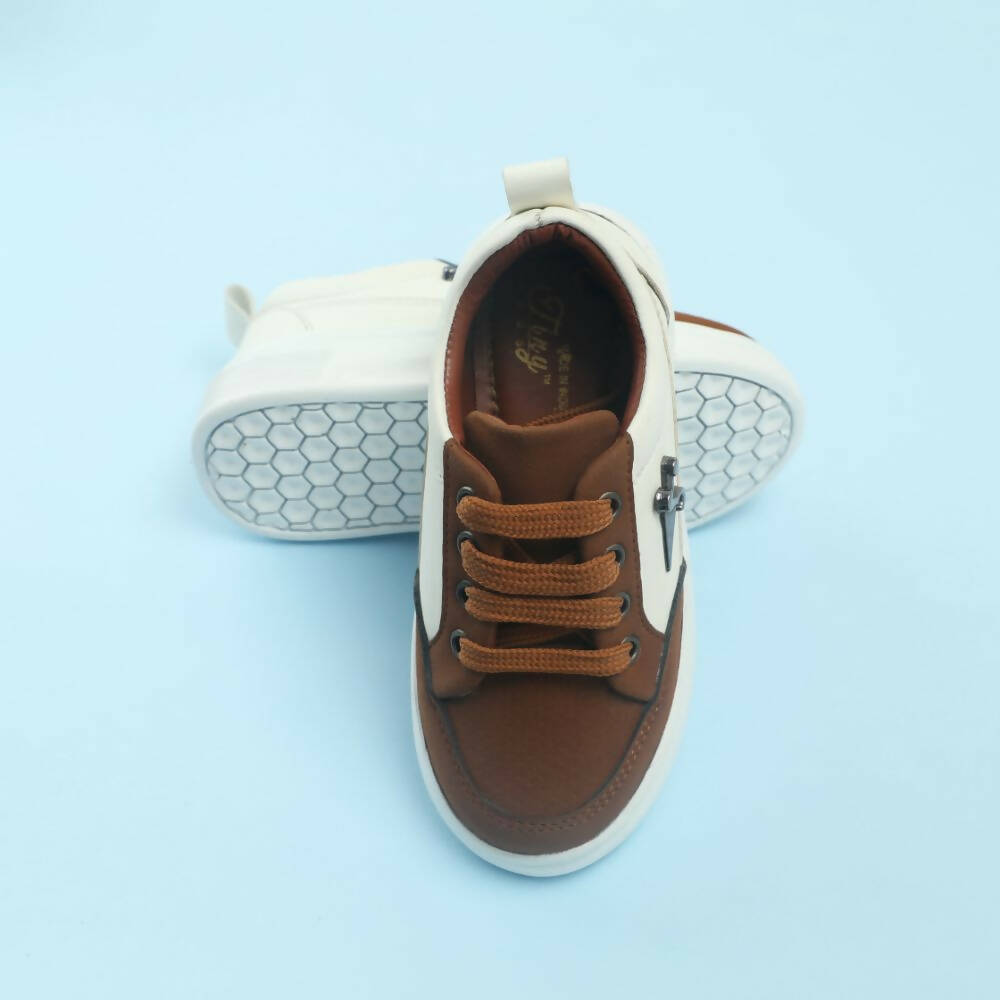Tiny Bugs Boys Lace Up Casual Shoes - Brown | Grocsy
