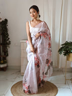 Vamsee Pinki Khatali Baby Pink Organza Saree | Grocsy