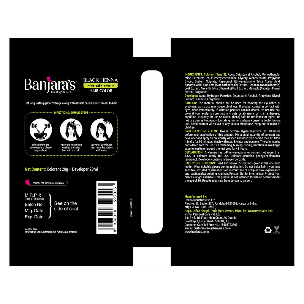 Banjara's Black Henna Herbal Creme Hair Color | Grocsy