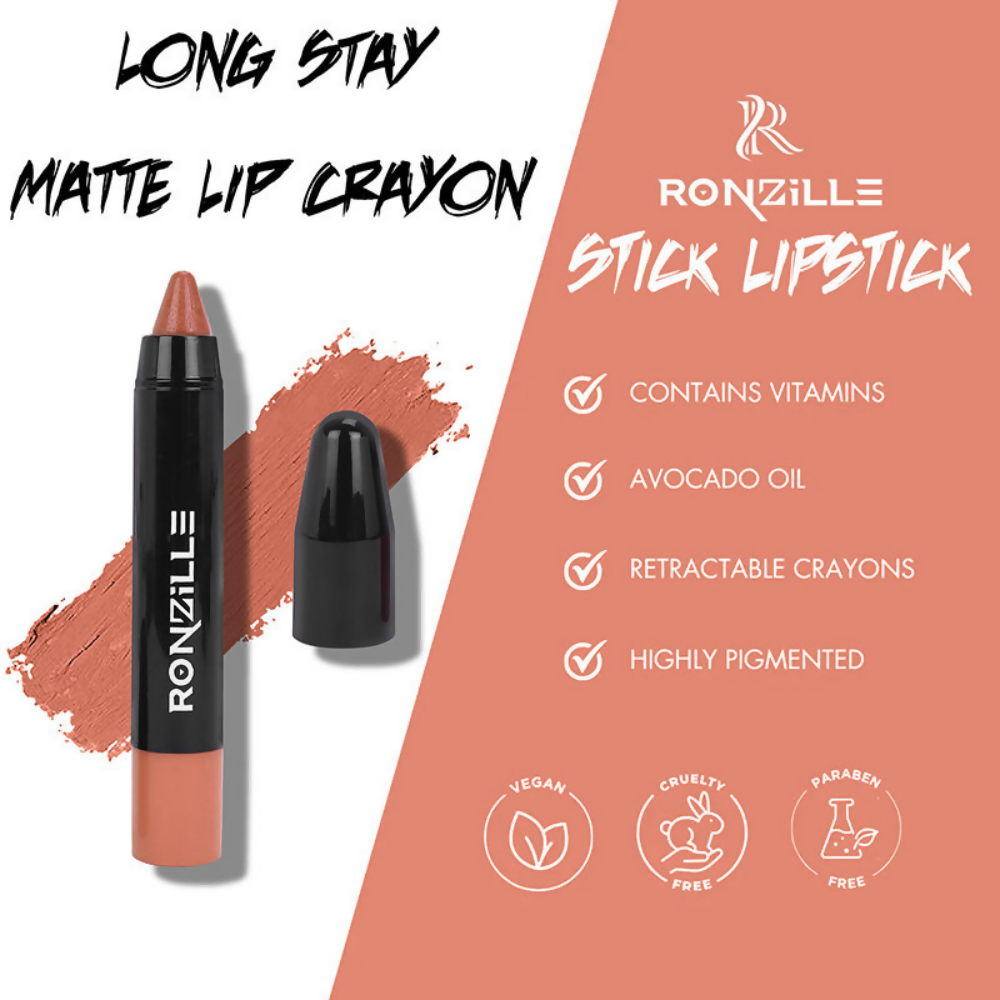 Ronzille Long Stay Matte Lip Crayon - Soft Peach | Grocsy