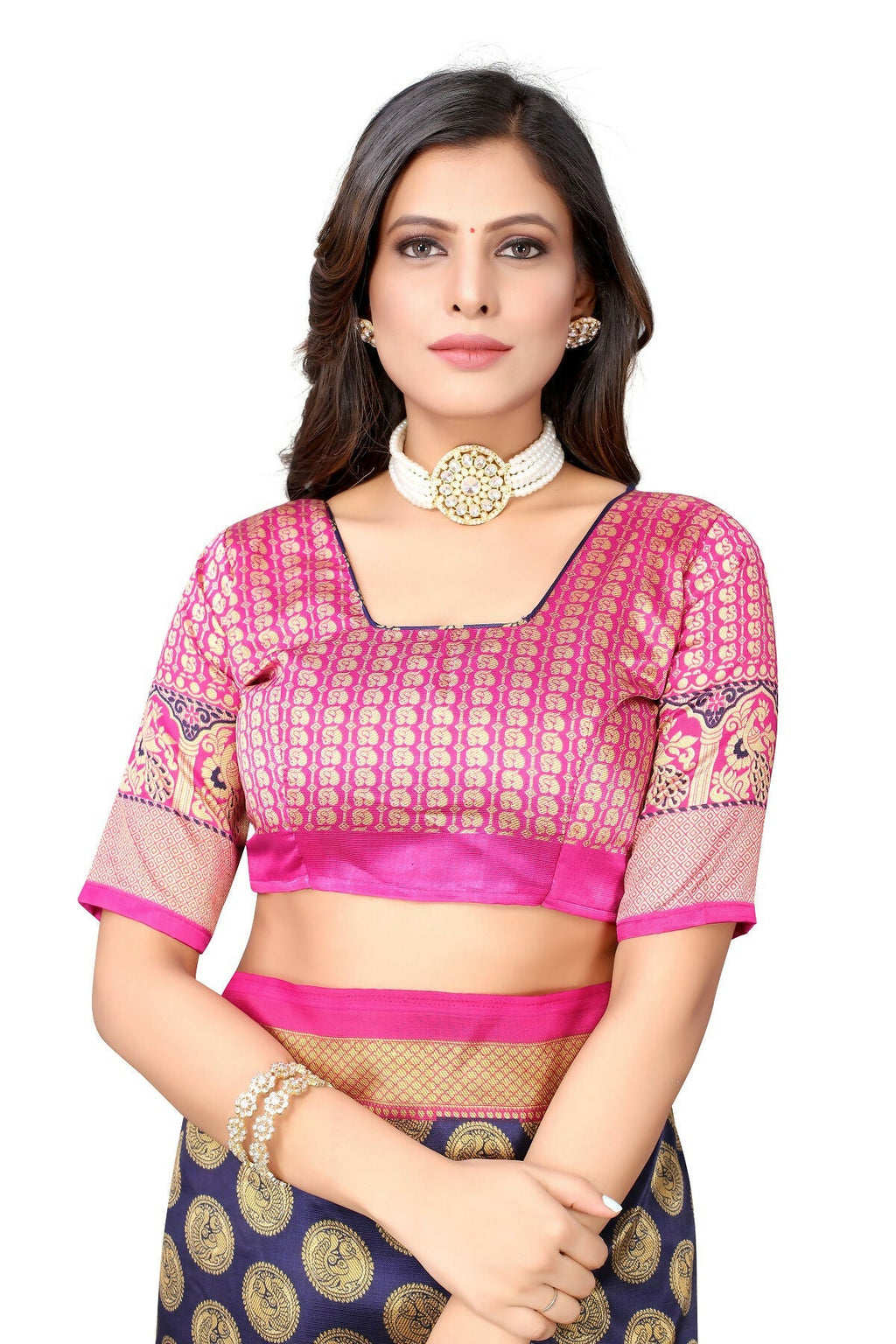 Vamika navy Printed Art Silk Saree | Grocsy