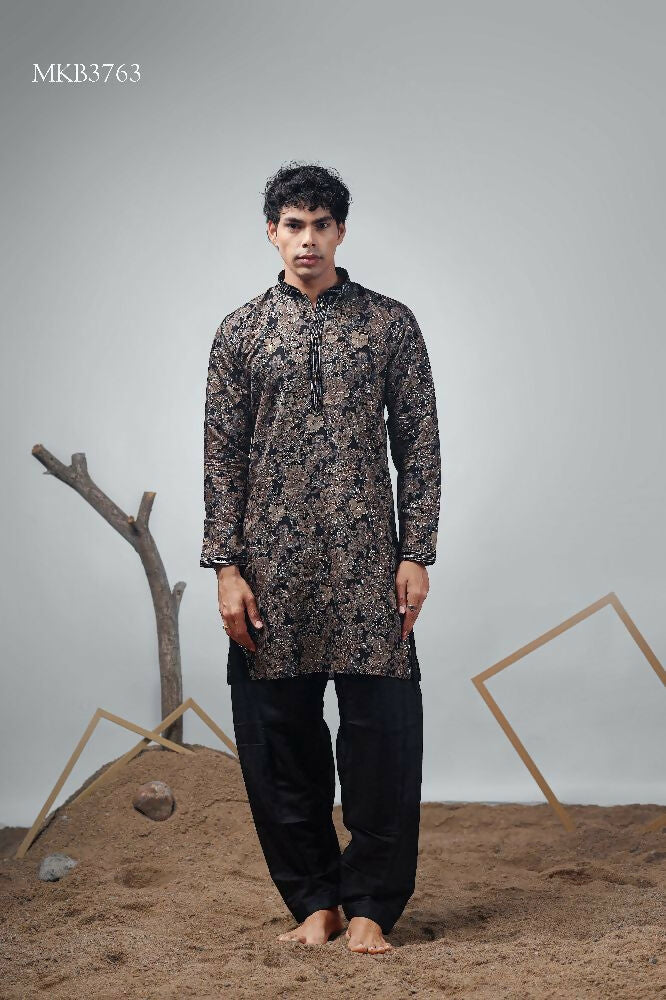 Black Modal Designer Printed Kurta Set - Mahotsav | Grocsy