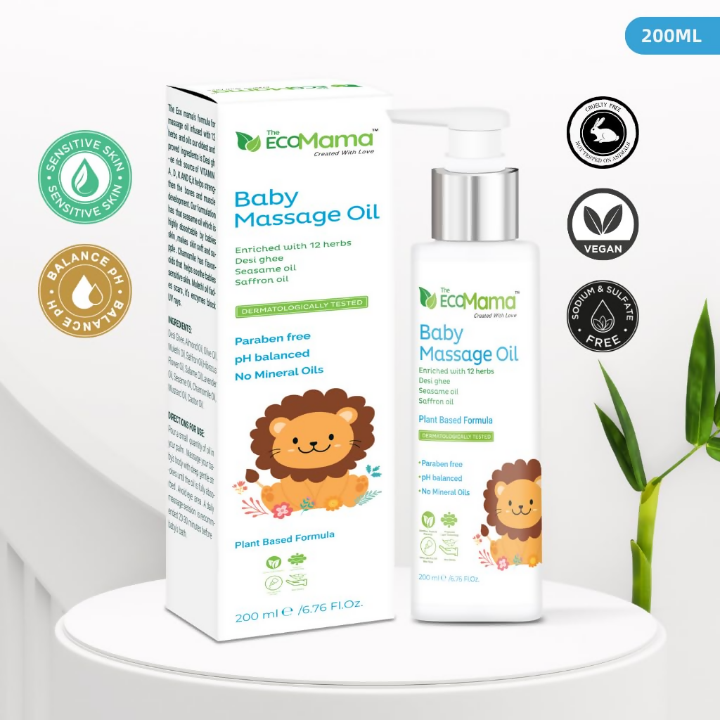 The Eco Mama Baby Massage Oil Infused With Desi Ghee, Mulethi Oil & Chamomile | Grocsy