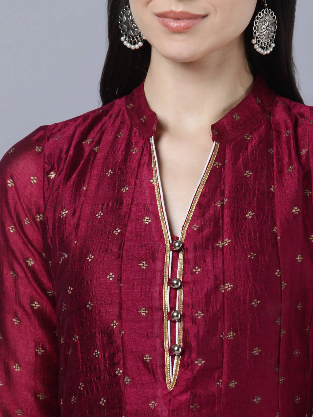 Myshka Women Brown Gold-Toned Anarkali Kurta With Dupatta | Grocsy