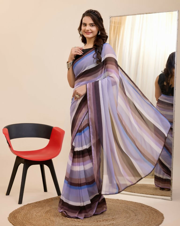 Multi Georgette Designer Printed Ready To Wear Saree - Ibiza | Grocsy