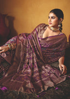 Joban Fashion Wine Dull Moss Brasso Saree | Grocsy