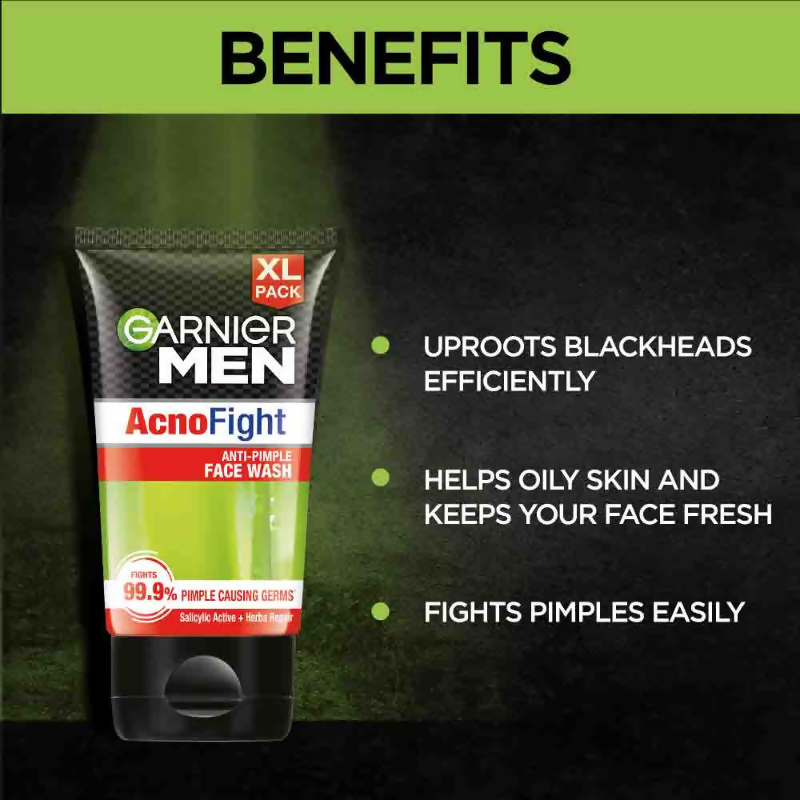 Garnier Men Acno Fight Facewash For Pimple And Acne Prone Skin | Grocsy