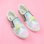 Tiny Bugs Girls Leaf Printed Slip Ons Sneakers - White | Grocsy